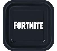 Unique- Fortnite Platos Cuadrados de Papel Ecológicos-18 cm-Fiesta Paquete de 8, Multicolor, 18 centimeters (24714EU)