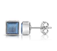 Unique Gems Pendientes de plata de ley 925 con labradorita Blue Fire de 2,4 quilates, calidad de joyeros, 7mm x 7mm x 14mm, Plata de ley, Labradorita
