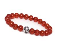 Unique Gems Pulsera de cuentas Cornalina Ø 8mm Bola Mantra Plata 925 pulseras de protección Chakra Buda