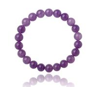 Unique Gems Pulsera de perlas Amatista violeta Ø 8mm Pulsera energética para la mujer elástico 16cm a 19cm