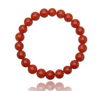 Unique Gems Pulsera de perlas Cornalina roja Ø 8mm Pulsera energética para la mujer elástico 16cm a 19cm