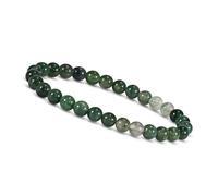 Unique Gems Pulsera de perlas para mujer, 6 mm, piedra natural, pulsera elástica - Piedra curativa hecha a mano y pulsera energética - Fabricado en Alemania (ágata musgo)