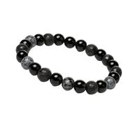 Unique Gems Pulsera elástica para hombre de 8 mm, piedra natural de chakra, pulsera de energía y curación, hecha a mano, fabricada en Alemania, 19cm bis 21cm, Obsidiana, Obsidiana
