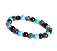 Unique Gems Pulsera elástica para hombre de 8 mm, piedra natural de chakra, pulsera de energía y curación, hecha a mano, fabricada en Alemania, 19cm bis 21cm, Turquesa, Turquoise