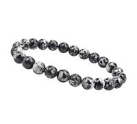 Unique Gems Pulsera elástica para hombre de 8 mm, piedra natural de chakra, pulsera de energía y curación, hecha a mano, fabricada en Alemania, 19cm bis 21cm, Gris, Obsidiana