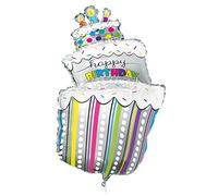 Unique- Globo Gigante de Aluminio de 40 Pulgadas | Diseño de Lunares en Forma de Pastel de cumpleaños Polka Dots Tarta, Multicolor, 100 cm (56679)