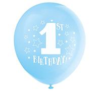 Unique Globos de látex para fiesta de primer cumpleaños de estrellas, 12 pies, azul, 8 unidades