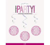 Unique Hanging Swirl Decorations-32 | Pink And Silver | 6 Pcs. Decoraciones colgantes de remolino 203.2 cm-81.3 cm | Rosa y plata | 6 unidades, color, age 80 (83816)