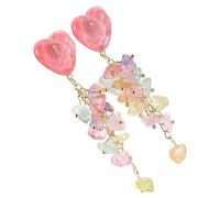 Unique Heart Dangle Love for Women Stone Bead Earrings Valentine's Day Accessory