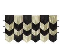 Unique- Kit de Telón de Fondo con Guirnalda de Flecos de Papel de Aluminio Festoneado - 4 x 1,82 m - Color Negro y Dorado - 1 Unidad (Paquete de 1), Multicolor (26257)