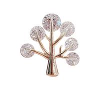 Unique Life Trees Broche con cristal de circón, accesorios de ropa, accesorio de joyería para varios atuendos, pin de árbol