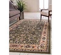 Unique Loom Alfombra Tradicional Kashan de diseño Floral con Borde Verde, 274 x 366 cm