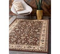 Unique Loom Kashan Collection - Alfombra Tradicional con diseño Floral y Borde marrón, 155 x 244 cm