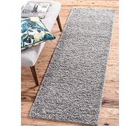 Unique Loom Solo Solid Shag Collection - Alfombra Moderna de Felpa exuberante y Suave (2 pies 6 x 10 pies 0 Corredor, Gris Nube)