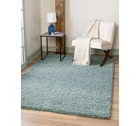 Unique Loom Solo Solid Shag Collection - Alfombra Moderna de Felpa exuberante y Suave (4 pies 0 x 6 pies 0 Pulgadas Rectangular, Azul Pizarra)