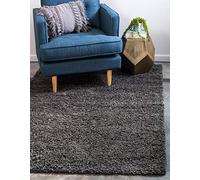Unique Loom Solo Solid Shag Collection - Alfombra Moderna de Felpa exuberante y Suave (9' 0 x 12' 0 Rectangular, Gris Grafito)