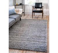 Unique Loom Solo Solid Shag Collection Alfombra Moderna de Felpa Gris Nube (155 x 245)