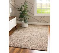 Unique Loom Solo Solid Shag Collection Alfombra Moderna de Felpa marrón Topo (155 x 245), 3126241