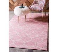 Unique Loom Trellis Frieze Collection - Alfombra de área, diseño geométrico de celosía Moderno Inspirado en Marruecos (5 pies x 8 pies, Rectangular, Rosa/Marfil)