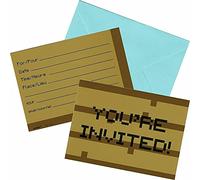 Unique Minecraft - Invitaciones postales para fiesta de cumpleaños con sobres, paquete de 8
