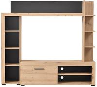 Unique Mueble de TV de pared melamina gris antracita, color natural claro