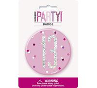 Unique-Number Birthday Badge | Glittery Pink | 1 Pc. Insignia de cumpleaños con el número 33.0 cm | Rosa brillante | 1 unidad, color, edad 13 (83528)