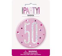 Unique-Number Birthday Badge | Pink And Silver | 1 Pc. Insignia de cumpleaños con el número 127.0 cm, rosa y plateado, 1 unidad, color, age 50 (83534)