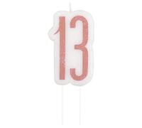 Unique-Number Birthday Candle | Rosegold | 1 Pc. Vela de cumpleaños con el número 33.0 cm | Oro rosa | 1 unidad, color, edad 13 (84980)