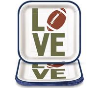 Unique Papel de fútbol cuadrado blanco, diseño duradero y ecológico, 8 platos, 7 pulgadas