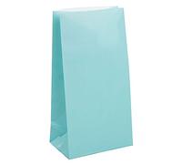 Unique-Paquete de 12 bolsas de regalo de papel, color azul claro, (59002)