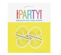 Unique Paquete de 4 Clips para Mantel, plástico Blanco, Paquete de 4