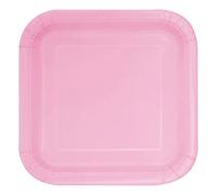 Unique Party – Platos cuadrados de papel, paquete 16 unidades, rosa claro, 18 cm (30880)