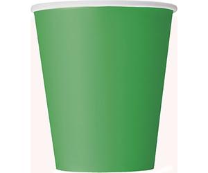 Unique Party 31866 - Vasos de Papel - 266 ml - Verde Esmeralda - Paquete de 14