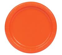 Unique Party 32252 Platos de Papel, Naranja 21.9 cm, Paquete de 16