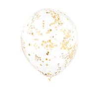 Unique- PARTYKIT Paquete de 6 globos confetti, Color oro, 30 cm (49595)