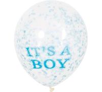 Unique-Paquete de 6 globos confetti para Baby Shower It's a Boy, color azul, 30 cm (58111)
