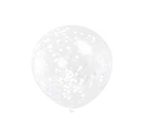 Unique-12 Clear Latex Balloons | Cute White Confetti | 6ct Kit de Fiesta Globos confeti, Color blanco, Talla única (58114)