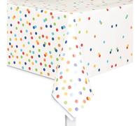 Unique Party 58253, Mantel de plástico para fiesta, diseño de lunares de colores, 1.37 x 2.13 metros