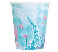 Unique-Vasos de Papel Fiesta de Sirena, 8 unidad (paquete de 1) (58326)