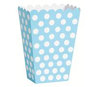 Unique-Polka Dots Paquete de 8 cajas para palomitas a lunares, color azul claro, (59299)