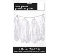 Unique Party 62954 - Guirnalda con Borlas de Papel de Seda - 2,74 m - Blanco