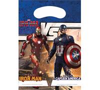 Unique Party 72237 - Bolsas de fiesta de la guerra civil del Capitán América, paquete de 6