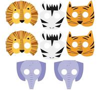 Unique Animals Paper Masks | Assorted | 8 Pcs Máscaras de Papel-Fiesta de Safari de Animales-Paquete de 8, multicolor, Talla única (73926)