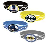 Unique- Rubber Bracelets | Assorted | Batman | 4 Pcs Party Favors-Pulseras de Silicona Paquete de 4, Multicolor (77531)