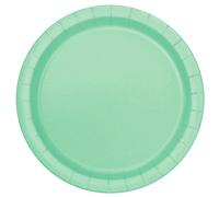 Unique Party 99225 - Platos de Papel - 23 cm - Verde Menta - Paquete de 16