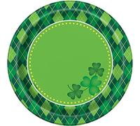 Unique Party- Argyle - Platos de postre para el día de San Patricio, 8 unidades, Multicolor, 18 centimeters (65601)