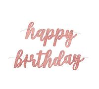 Unique Party - Bandera de Cumpleaños - Diseño de Cumpleaños de Oro Rosa Glitz - Conjunto de 2 (84833)