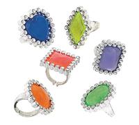 Unique Party Bolsa de 12 Anillos de plástico Gema (74003) , Modelos/colores Surtidos, 1 Unidad
