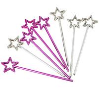 Unique Party Bolsa de 8 Mini varitas con Estrella (74043) , Modelos/colores Surtidos, 1 Unidad