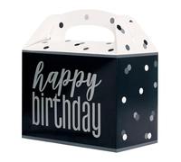 Unique Party - Cajas de Fiesta de Cumpleaños - Diseño de Negro y Plateado Glitz - Paquete de 6 (83915)